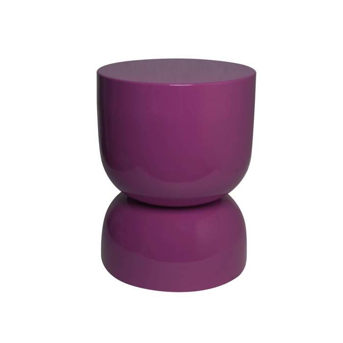 Table dappoint. bout de canapé. table de chevet en métal effet glossy violet Madi Ø32 x H 42cm