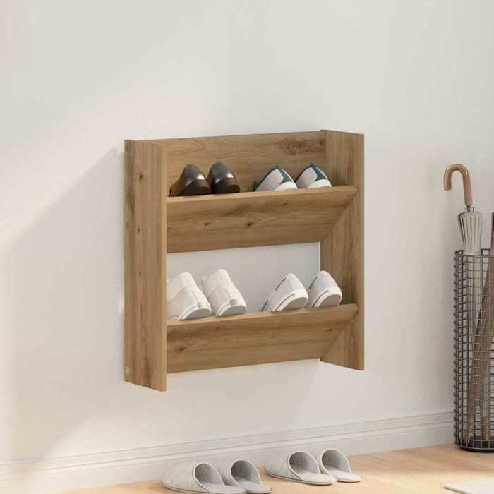 vidaXL Cabinets à chaussures muraux chêne artisanal Bois dingénierie 875142 vidaXL Cabinets à chaussures muraux chêne artisanal Bois dingénierie 875142