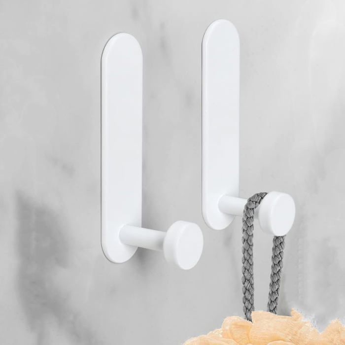 Crochets adhésifs pour porte-serviettes - PZCC - Lot de 2 - Aluminium spatial blanc - Charge 3-5 kg - Sans perçage