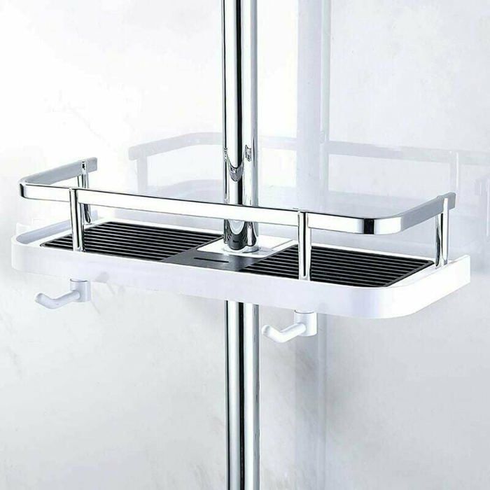 Étagère de douche murale réglable panier de rangement pour salle de bain métal anti-rouille 30x12x6 cm ODIPIE