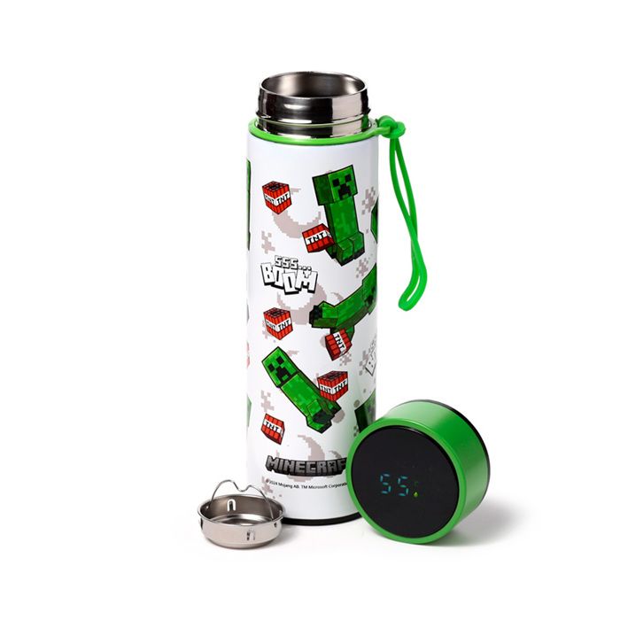 Gourde Isolée en Acier Inoxydable avec Thermomètre Digital - Minecraft 555 BOOM