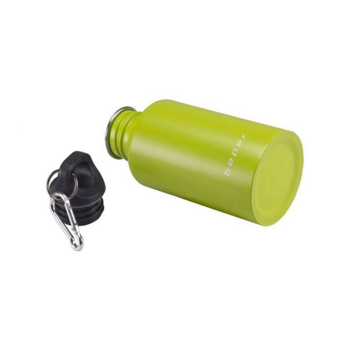 Beper Gourde isotherme inox 500 ml - Vert C102BOT003 bouchon étanche & mousqueton