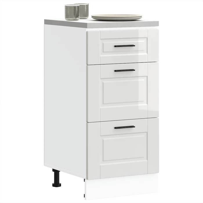 Meuble bas de cuisine - vidaXL - Blanc brillant - Bois dingénierie - 40x46x815 cm - Capacité 50 kg