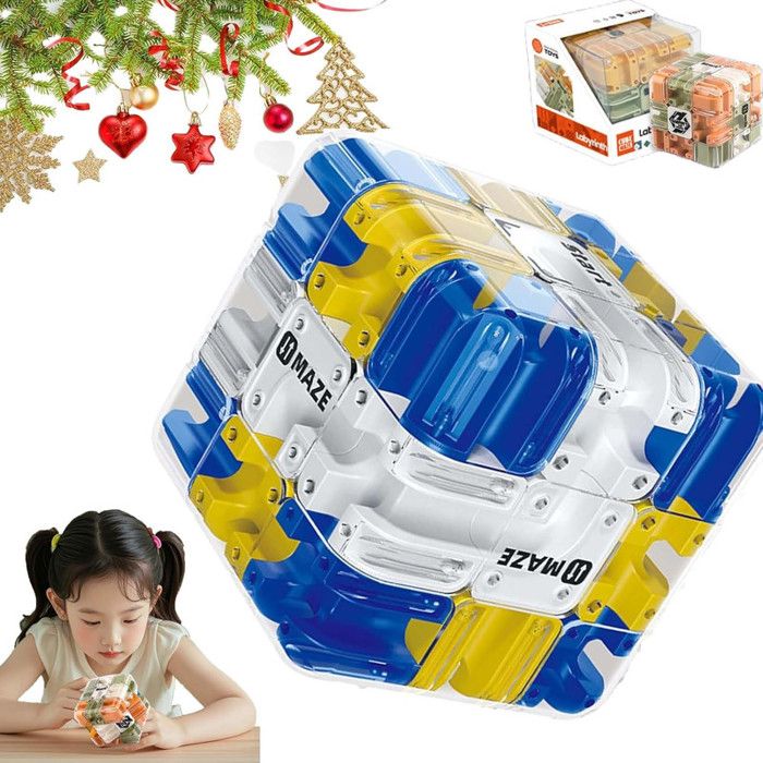Cube Labyrinthe 3D Trois Niveaux Enfant – Jouet Éducatif Antistress en ABS Rotation Fluide Défi de Logique et Labyrinthe à Billes