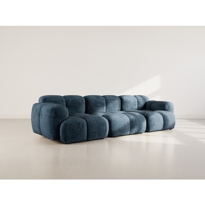 Grace - canapé modulable 3 places en velours texturé - Bleu