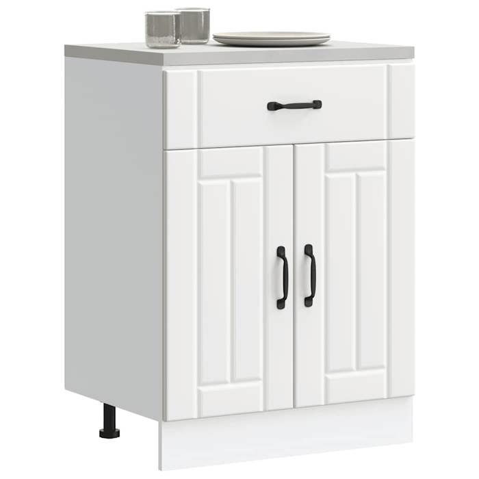 BUFFET de cuisine - Vaisselier/Armoire rangement - Lucca blanc bois dingénierie 60x46x81.5 cm L474