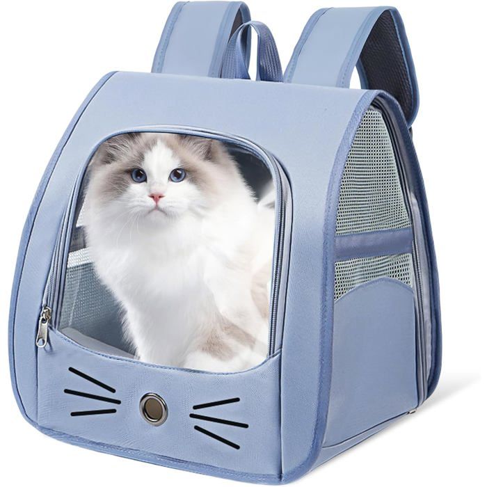 1 Sac à dos pour animaux de compagnie pliable fenêtre filet tissu Oxford polyester 35x35x25 cm voyage randonnée .