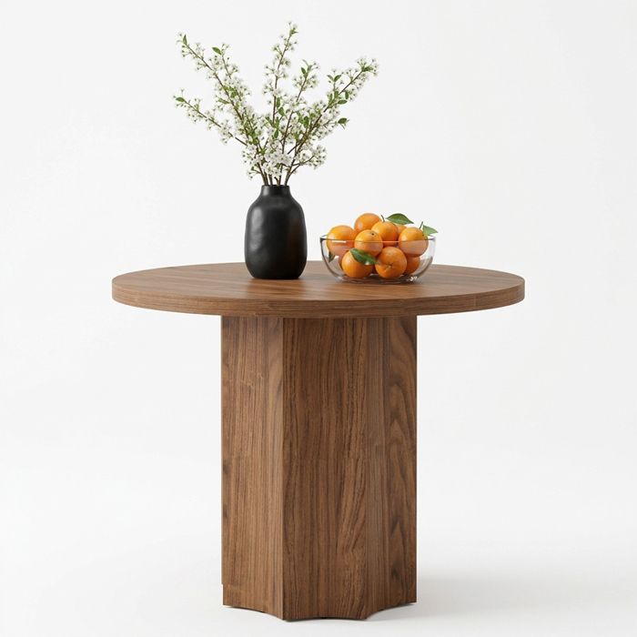 Table à Manger Ronde -Petite pour 2-4 personnes- 80×75cm - table de cuisine -pour salle à manger salon marron