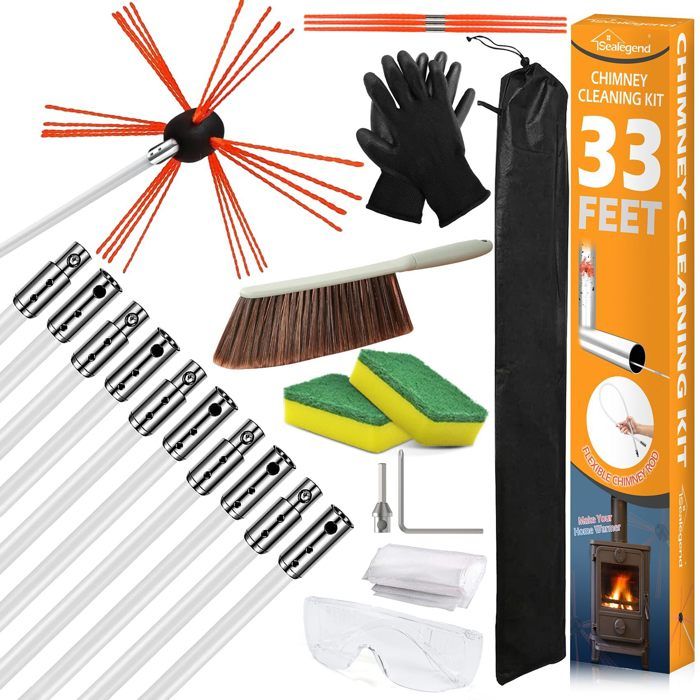 Kit ramonage 100mm - 20 pièces - conduits gainés - 1 brosse en nylon - 10 cannes souples emboîtables