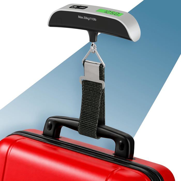 Pese Bagage Digital Avec Écran Lcd–Jusqu’À 50 Kg–Verrouillage Automatique De La Lecture–Balance Valise Voyage Accessoires Avec