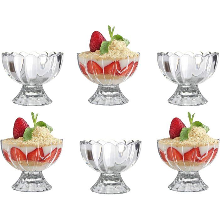 Coupes à glace en verre coupes à dessert mini-coupes à dessert en verre lot de 6 coupes à glace à pied court