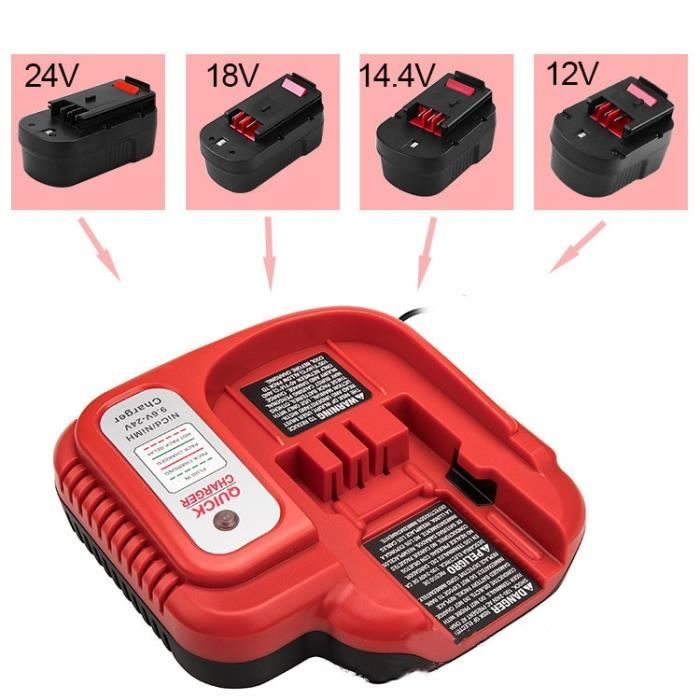 UE - Chargeur de batterie de remplacement pour Black & Decker ni cd Ni MH, multi volt, 9.6V-12V-14.4V-18V,