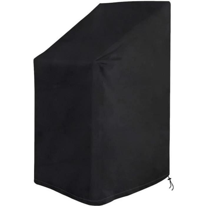 Housse de Protection pour Chaise de Jardin Empilables Imperméable avec Cordon Intégré 420D Oxford Noir 65 x 65 x 80/120 cm