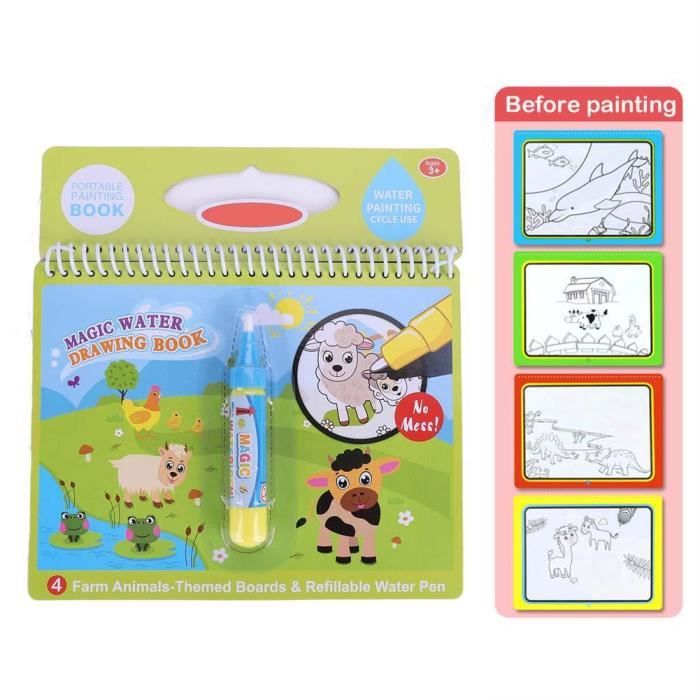 Cahier de dessin à colorier avec de l 'eau pour enfants magiques enfants peinture jouet éducatif (ferme) -SEC