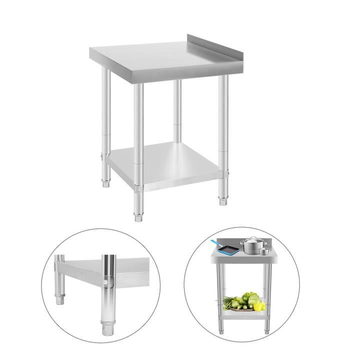 Table De Service Avec Cadre Renforcé Et Double étagère En Acier Inoxydable Gamme 550 Distform