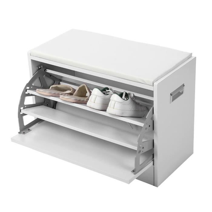 Meuble D Entree Banc De Rangement A Chaussure En Bois Blanc