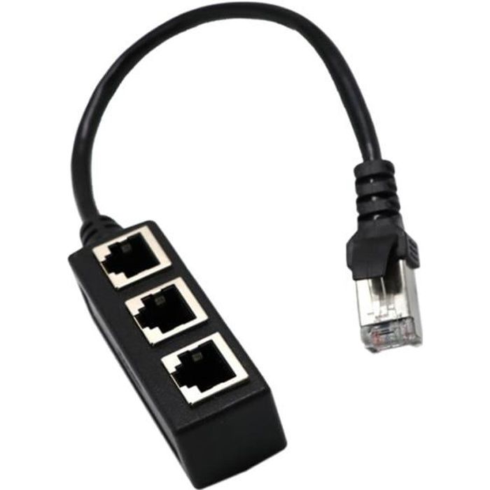 Répartiteur RJ45 1 Mâle Vers 3 Femelles - Compatible Cat5/Cat6/Cat7, Connexion Réseau Stable