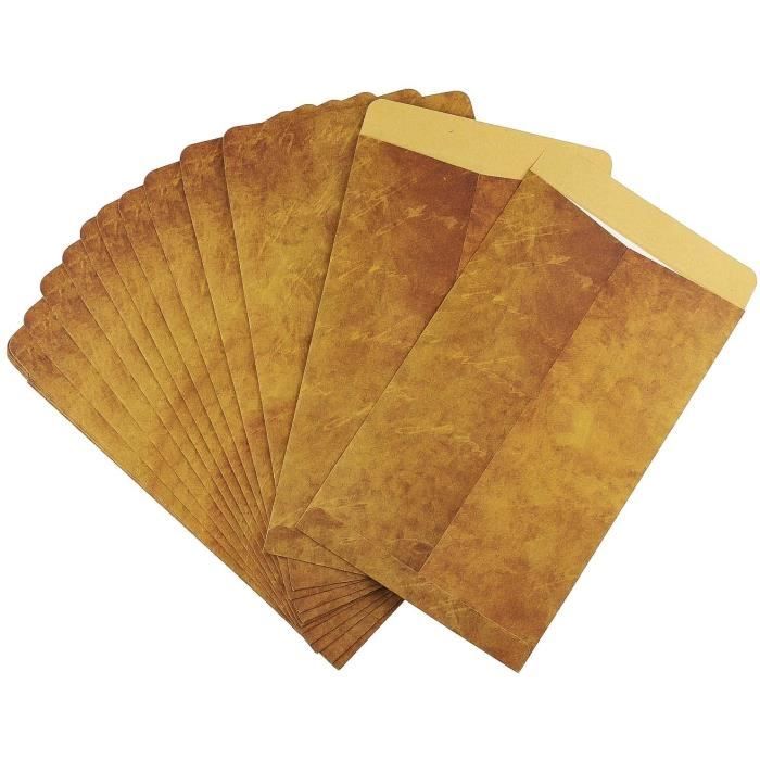 Set Papeterie Vintage Kraft – 16 Feuilles + 10 Enveloppes + 10 Cachets Cire – Style Rétro Élégant