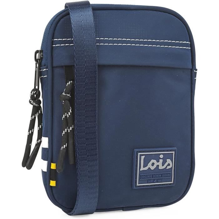 Sac Bandoulière Homme JASLEN - Sacoche Noir En Nylon Et Cuir Synthétique - 16x20x8,5 Cm - Style Urbain Et Pratique