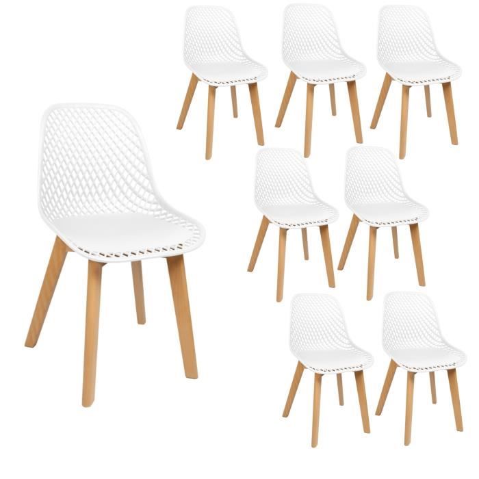 chaise longue en bois blanc - alicia-chaise - lot de 8 chaises - intérieur - cuisine - contemporain - design