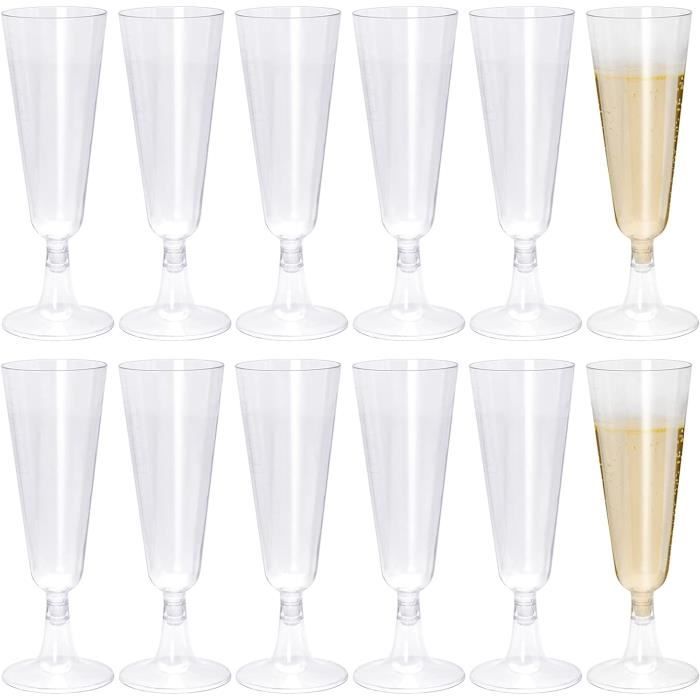 Flûtes à champagne réutilisables en plastique transparentes