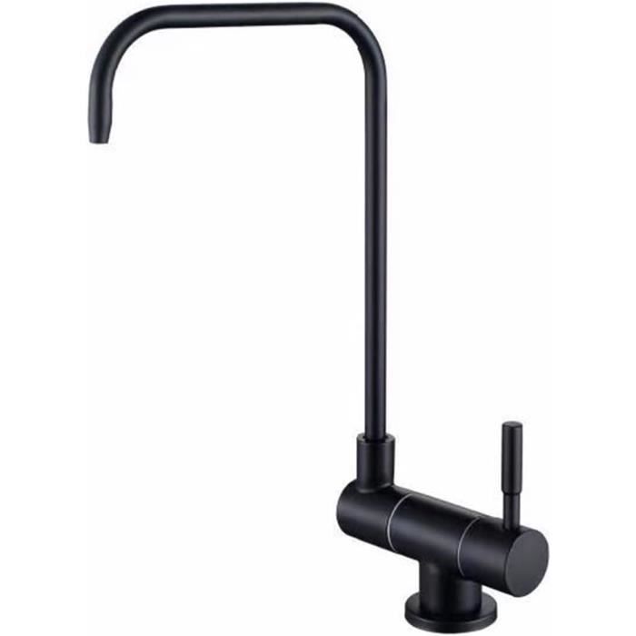 Robinet Cuisine Osmoseur Acier Inoxydable 304 - Bec Rotatif 360° G1/4 Noir, Idéal Filtre à Eau
