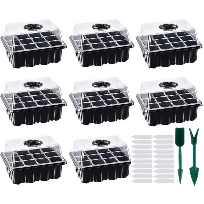 Richaa 5 Pièces 120 Cellules Bacs à Semis Mini Serre Avec Couverture - Kit Germination Plantes Fleurs