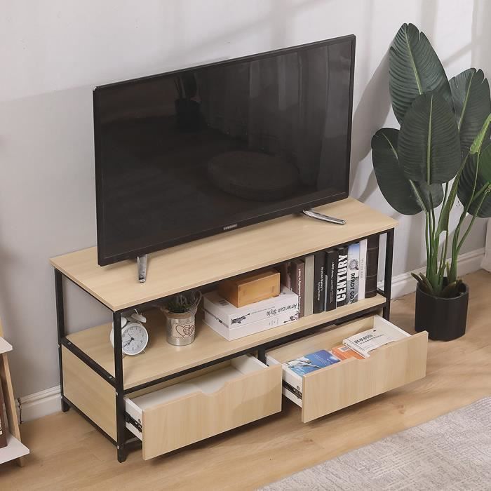Meuble Tv Industriel Buffet Bas Table Basse Decor Bois Et Noir