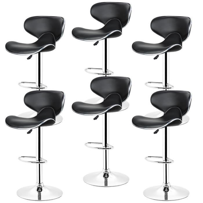 Tabouret De Bar Lot De 6 Chaise De Cuisine Hauteur Reglable