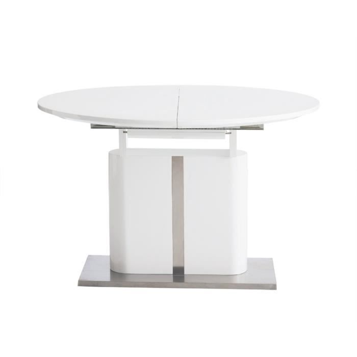 Table De Salle A Manger Ronde Avec Rallonge Blanche Laquee Parma