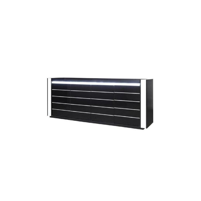 Ensemble buffet LINA avec 3 miroirs coloris noir et blanc