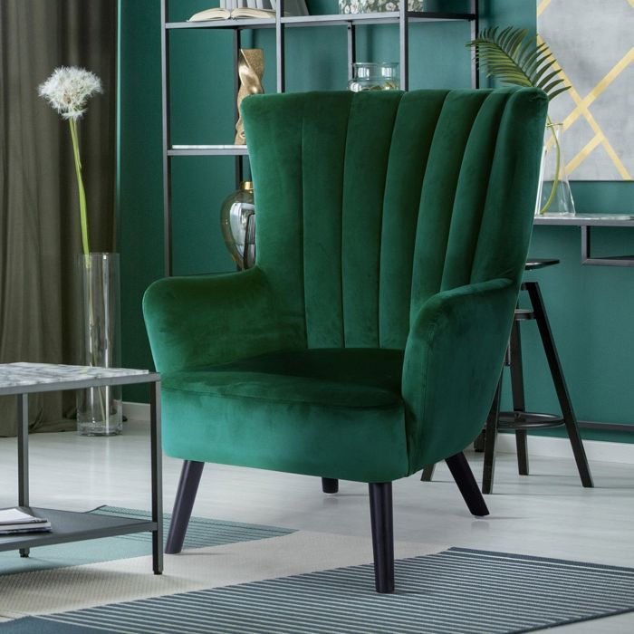 Fauteuil scandinave Vidal en Velours Vert