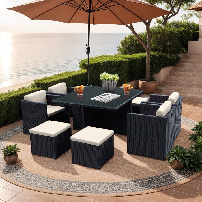 Table Et Fauteuils De Jardin Encastrables En Resine Tressee 8
