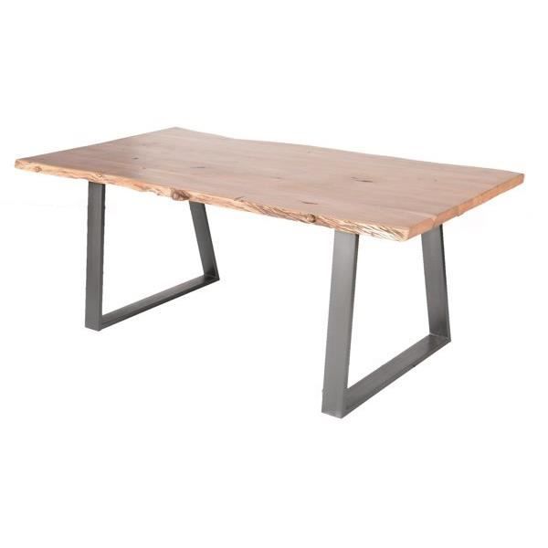 Table Pied Metal Et Bois Massif Naturel Zen Meuble House Marron