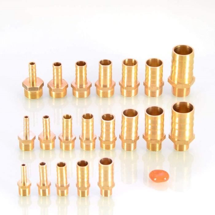 Raccord De Tuyau Laiton BSP Mâle - Filetage Extérieur 1/8" à 1" - Queue Barbelée 6 à 25 Mm - Pour Air, Eau, Gaz