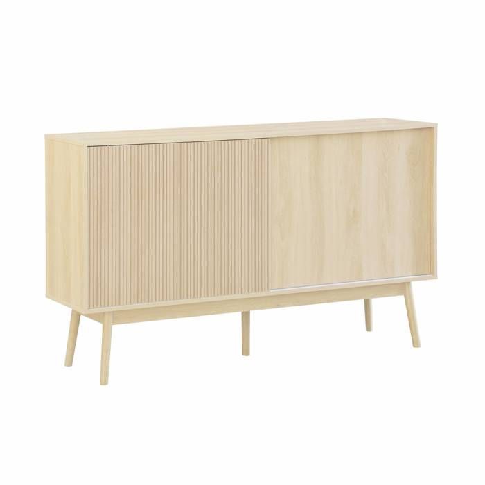 Buffet de rangement décor bois naturel. Linear. deux portes. deux étagères. buffet haut. vaisselier. L 150 x P 39.5 x H 90cm Buffet de rangement décor bois naturel. Linear. deux portes. deux étagères. buffet haut. vaisselier. L 150 x P 39.5 x H 90cm