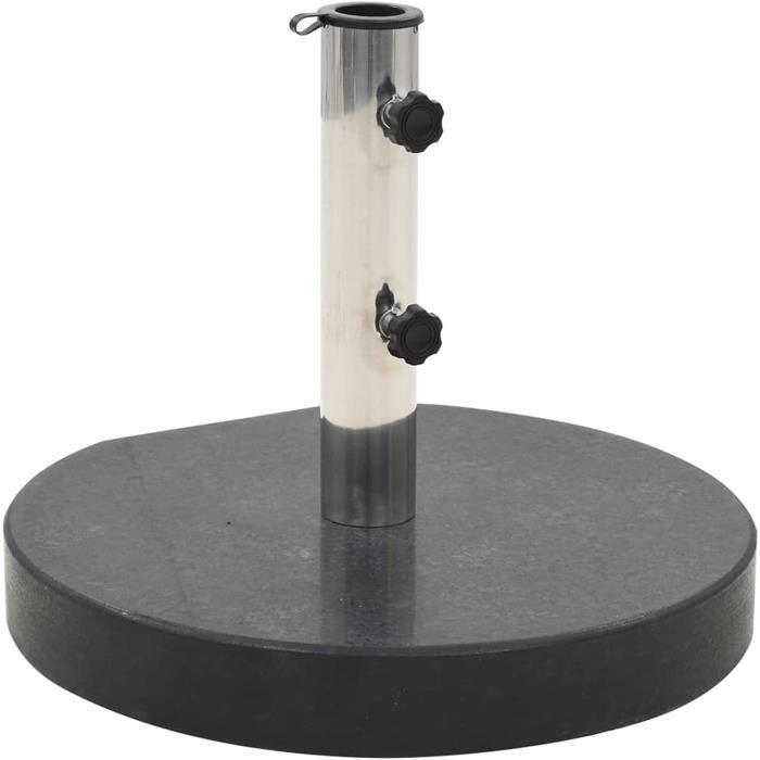 Socle De Parasol En Granit 30 Kg – Gris, 45x45 Cm, Avec Roulettes Et Adaptateurs Pour Mâts 38/48 Mm