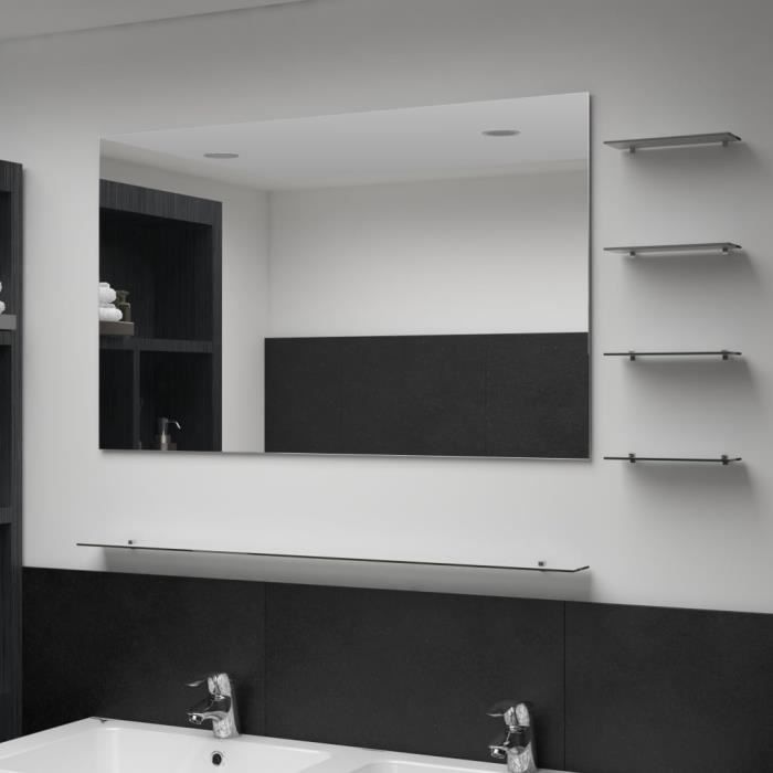 Magnifique Miroir Mural Moderne Salle De Bain Salon Avec 5 étagères Argenté 100 X 60 Cm Cdiscount Maison