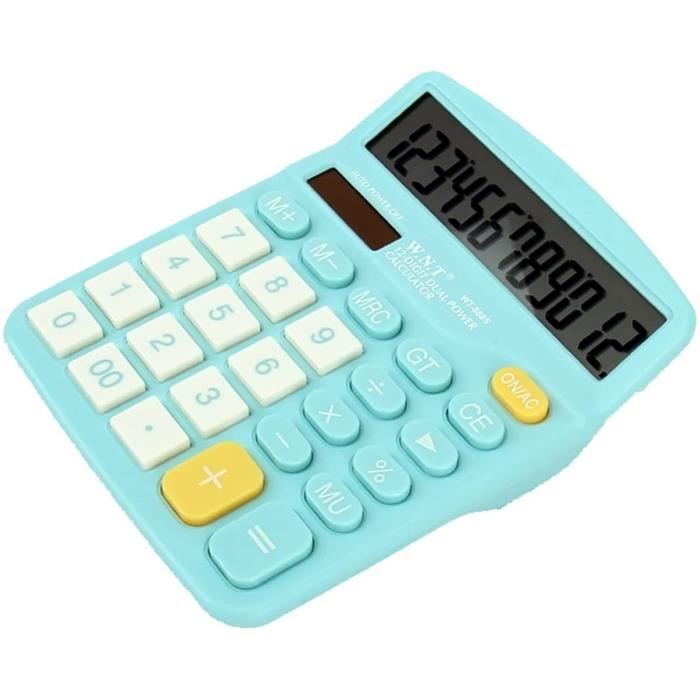 Calculatrice De Bureau OFFIDIX à 12 Chiffres - Double Alimentation (solaire + Pile AAA) - Grand écran, Touches Rondes - Blanc - 9