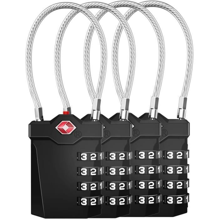 2 Cadenas TSA Pour Valises - À Combinaison 3 Chiffres - Approuvés Sécurité Aérienne
