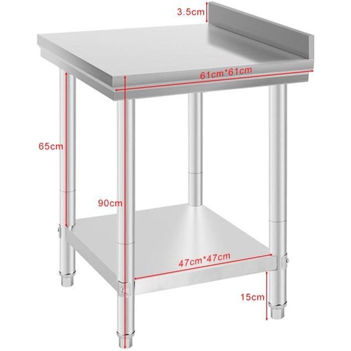 Pied De Plan De Travail 90 Cm Table De Travail Professionnelle Acier Inox Pieds Ajustable 61 X 61 X 90 Cm Table De Preparation Achat Vente Plan De Travail Table De Travail Profession Cdiscount