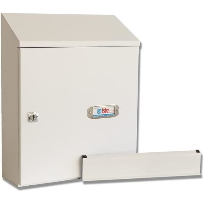 Teramo Grande Boîte Aux Lettres À Double Ouverture En Acier Blanc[H424