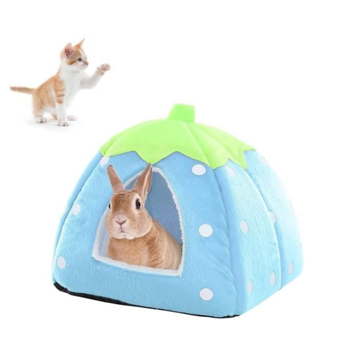 Lit pour petit animal - Non spécifié - Maison en flanelle - Douillet - Design fraise - Intérieur
