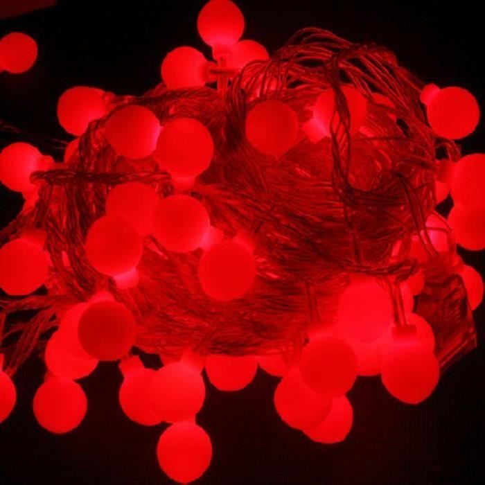 Guirlande lumineuse - Boules - 10 m - Rouge