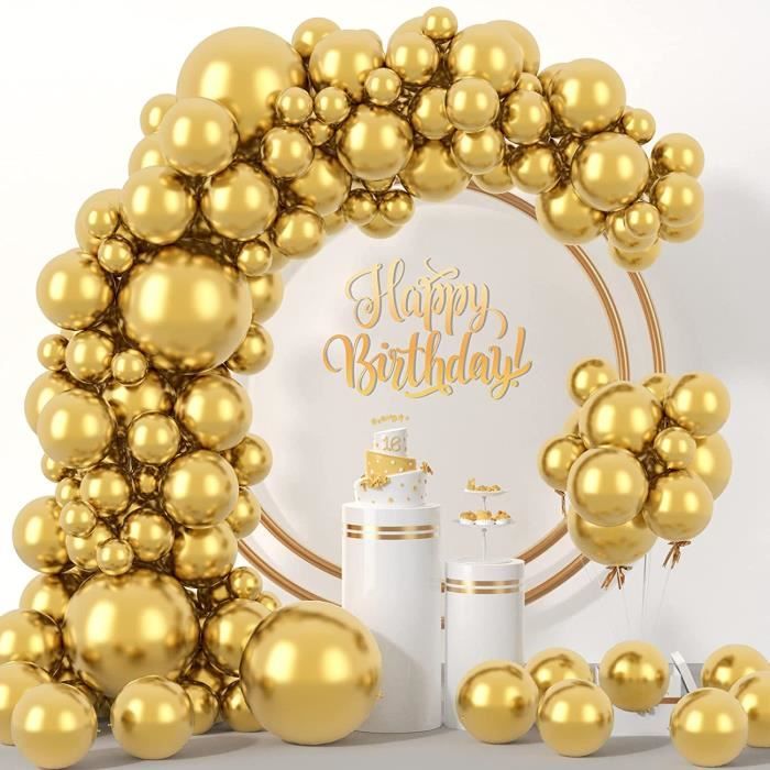 Arche Ballon Anniversaire Or Noir, 152 Kit Arche Ballon Noir Or Argent Beige Avec Confettis Dorés, Noir Doré Arche De Ballon Pour Anniversaire Decoration Mariage Bapteme Graduation Décoration Retraite - 9