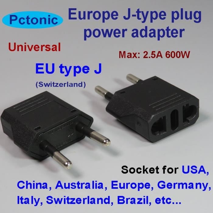 Adaptateur électrique de voyage, prise de type J vers prise EU, chine, AC,  amérique, USA, suisse - Cdiscount Téléphonie