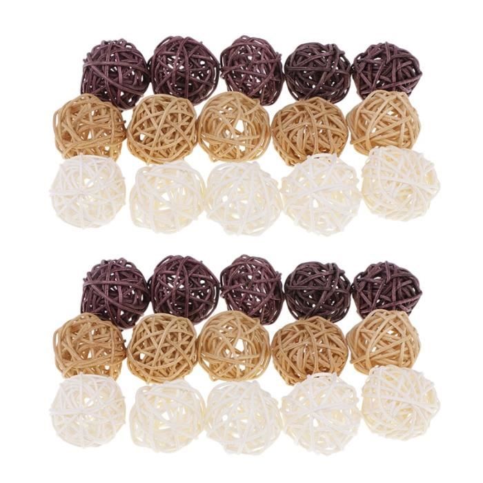 Lot De 4 Boules En Osier Naturel - Diamètre 10cm (4 Pouces) - Déco Rustique Pour Noël, Mariage, Maison, Projets DIY - 2