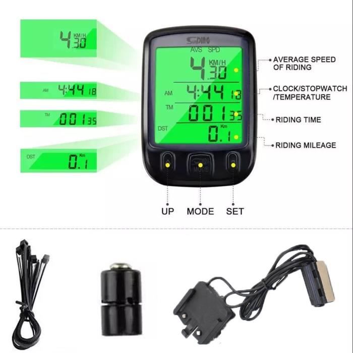 Compteur de Vélo - ECHOWELL - serie U - U9 - Noir - 9