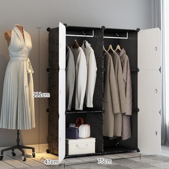 Armoire de Vêtement de Rangement Plastique Garderobe Simple 6×2