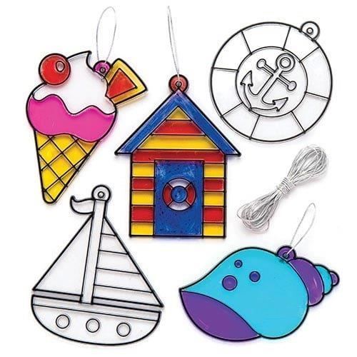 Baker Ross Kit de décoration attrape-soleils Bord de Mer que les enfants pourront décorer - Loisirs créatifs d`été